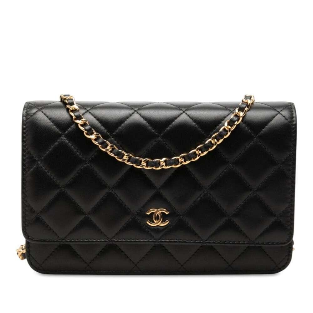 Chanel Matelassé Coco Mark Crossbody Wallet Chain Shoulder Bag AP0250 Black L...